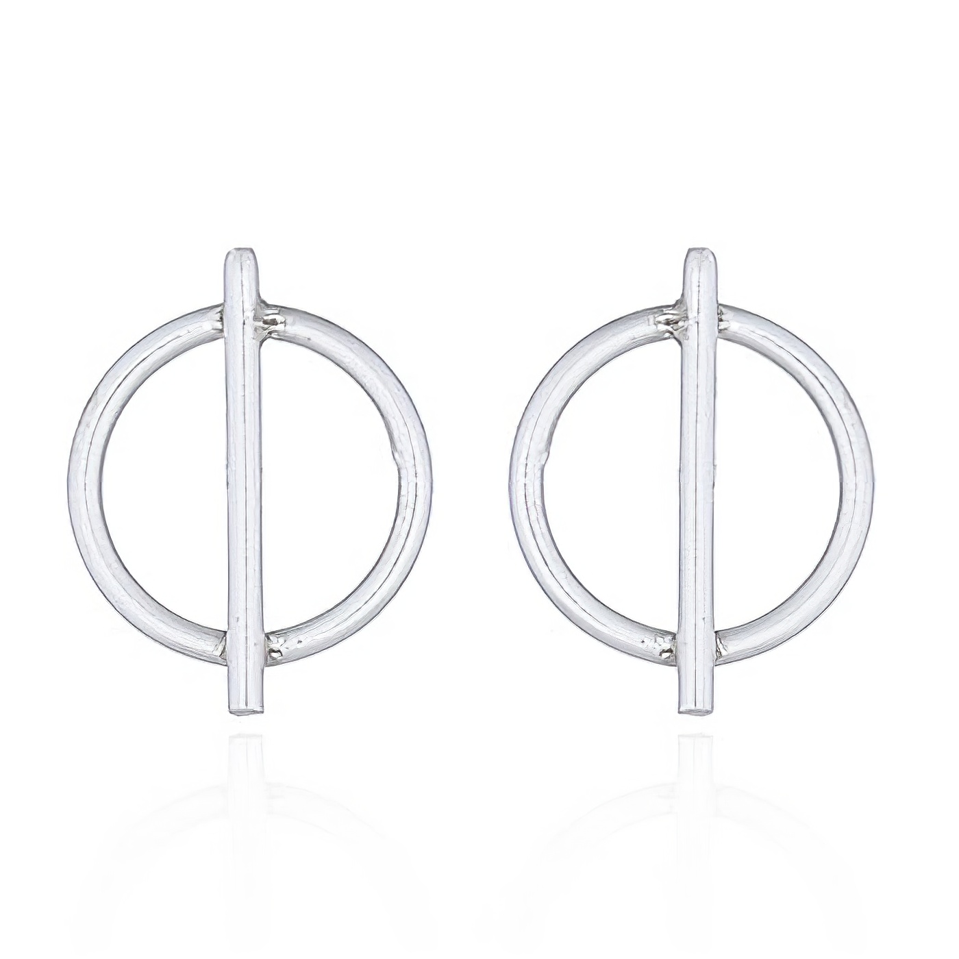 Minus Circle Plain Silver Stud Earrings by BeYindi 