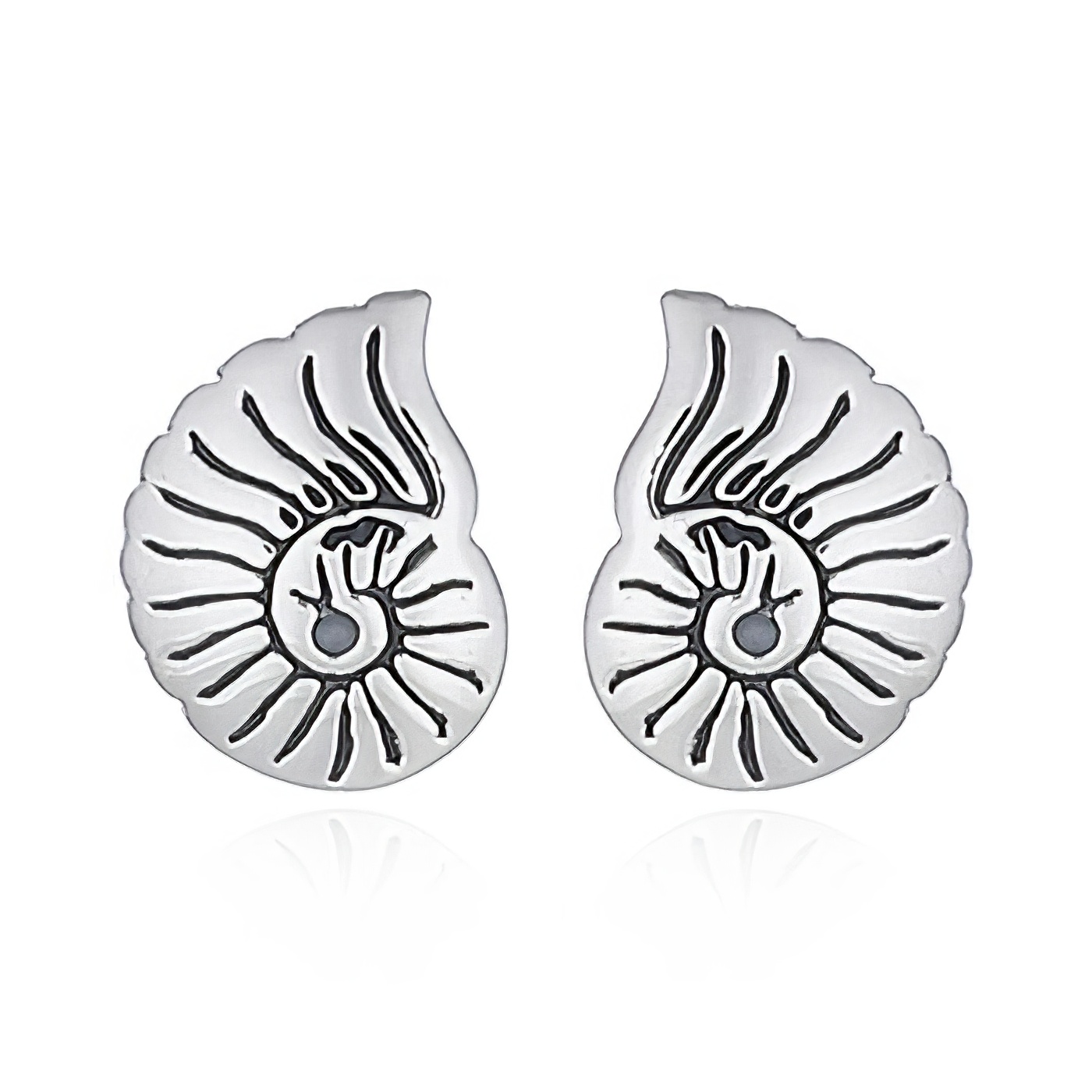 Spiral Shark Eye Shell 925 Stud Earrings by BeYindi 