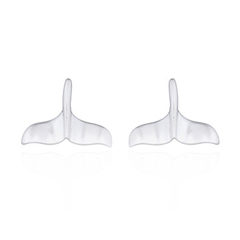 Little Whale Tail Silver Plated 925 Plain Stud Earrings by BeYindi 