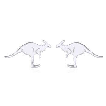 Jumping Kangaroo In Silver Plated Stud Earrings by BeYindi 