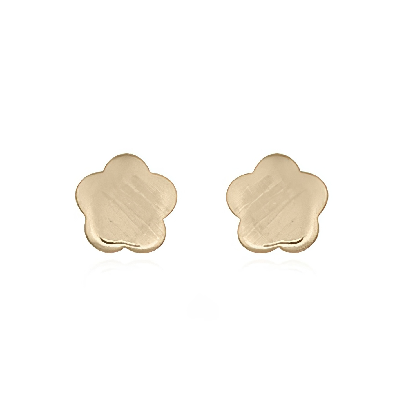 Tiny Flower Plain Silver Stud Earrings Yellow Gold Plated by BeYindi 
