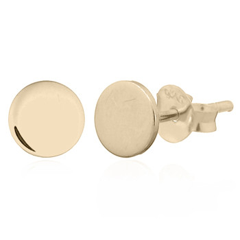 Yellow Gold Little Plain Round Disc Silver Stud Earrings by BeYindi 