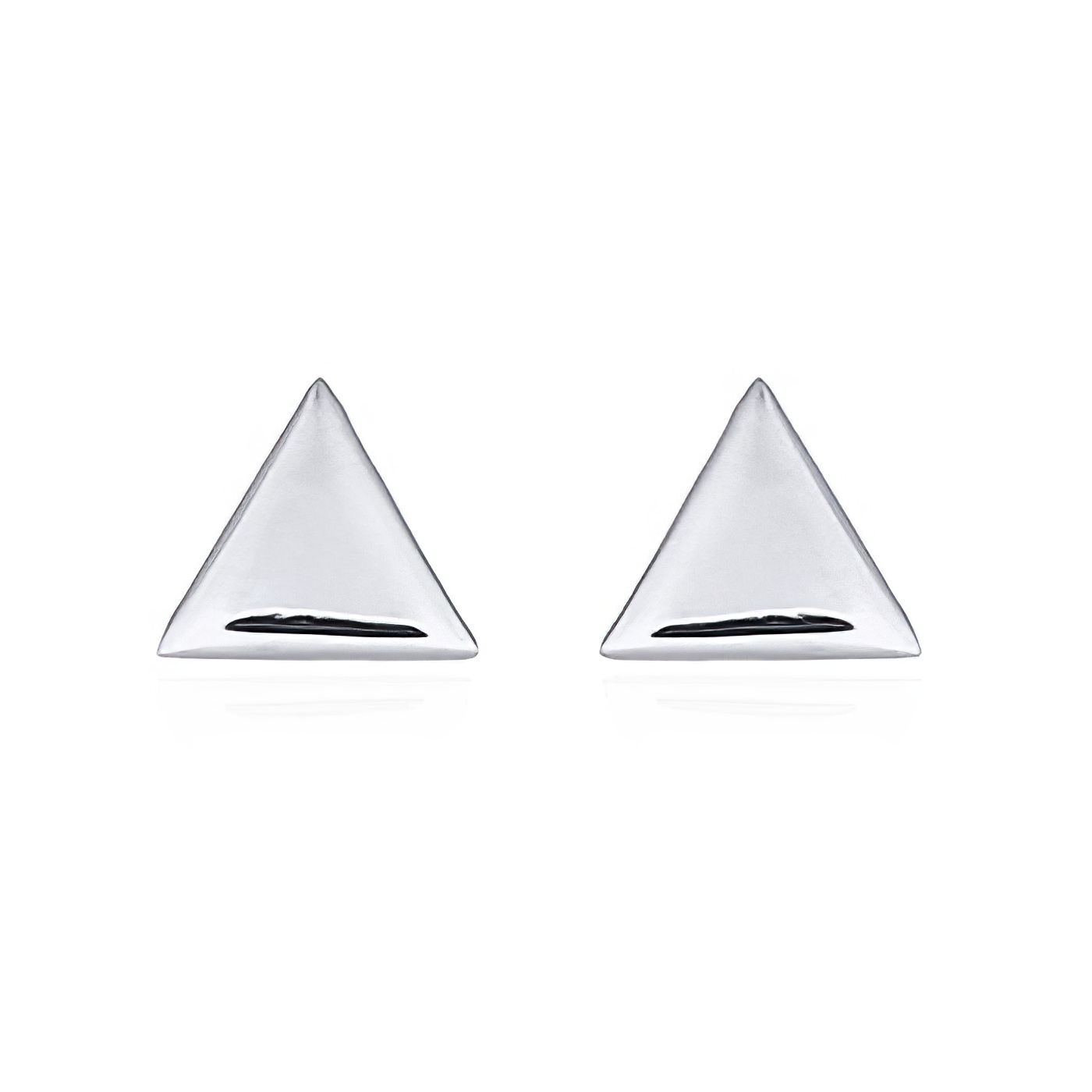 Rhodium Plated Triangle Plain Silver Stud Earrings by BeYindi 