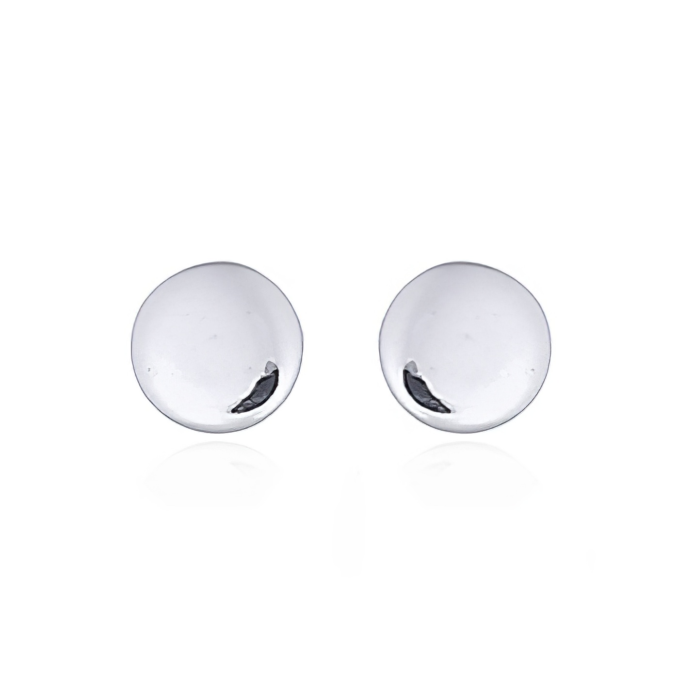 Tiny Round Disc Sterling Silver Stud Rhodium Plated Earrings by BeYindi 