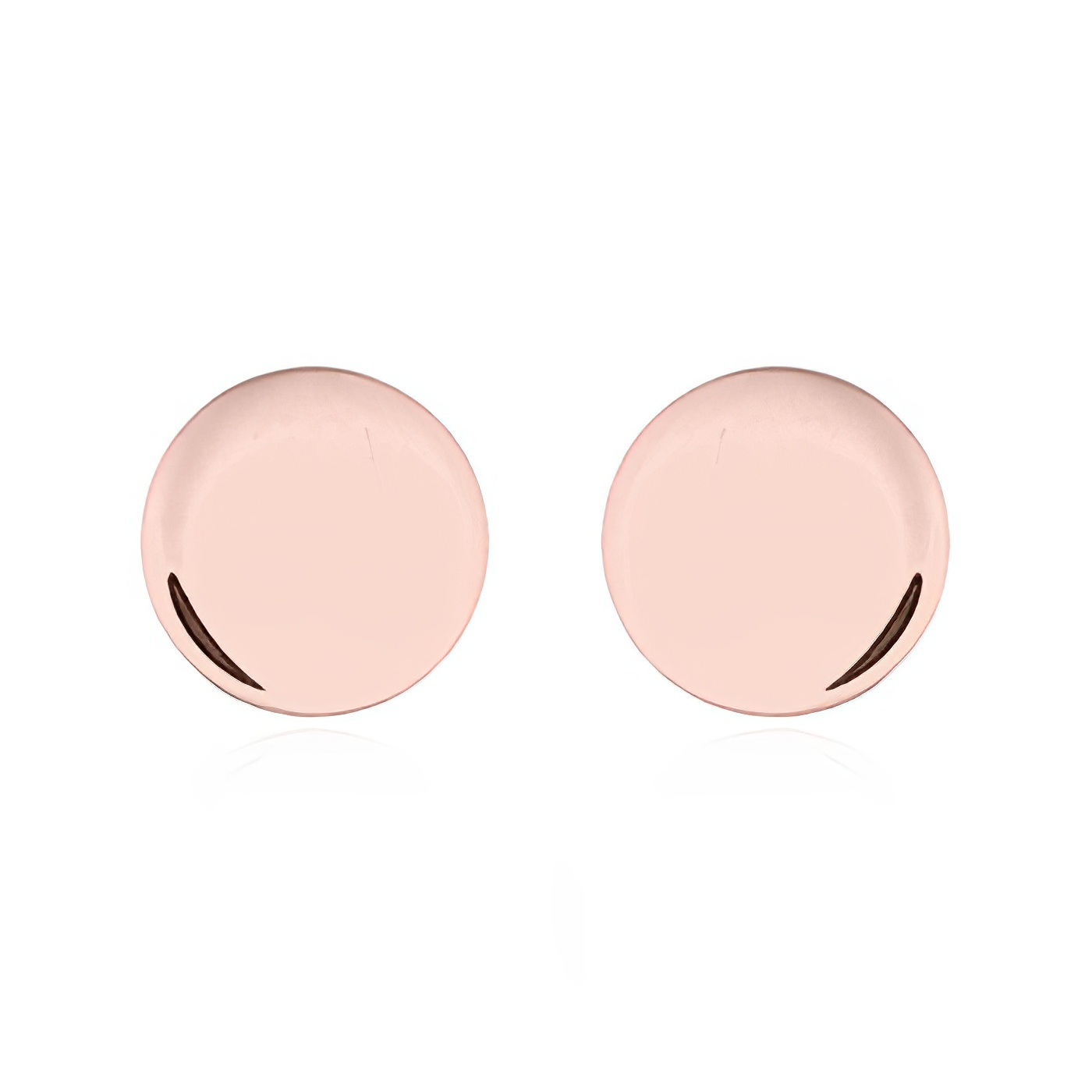 Rose Gold Little Plain Round Disc Silver Stud Earrings by BeYindi 