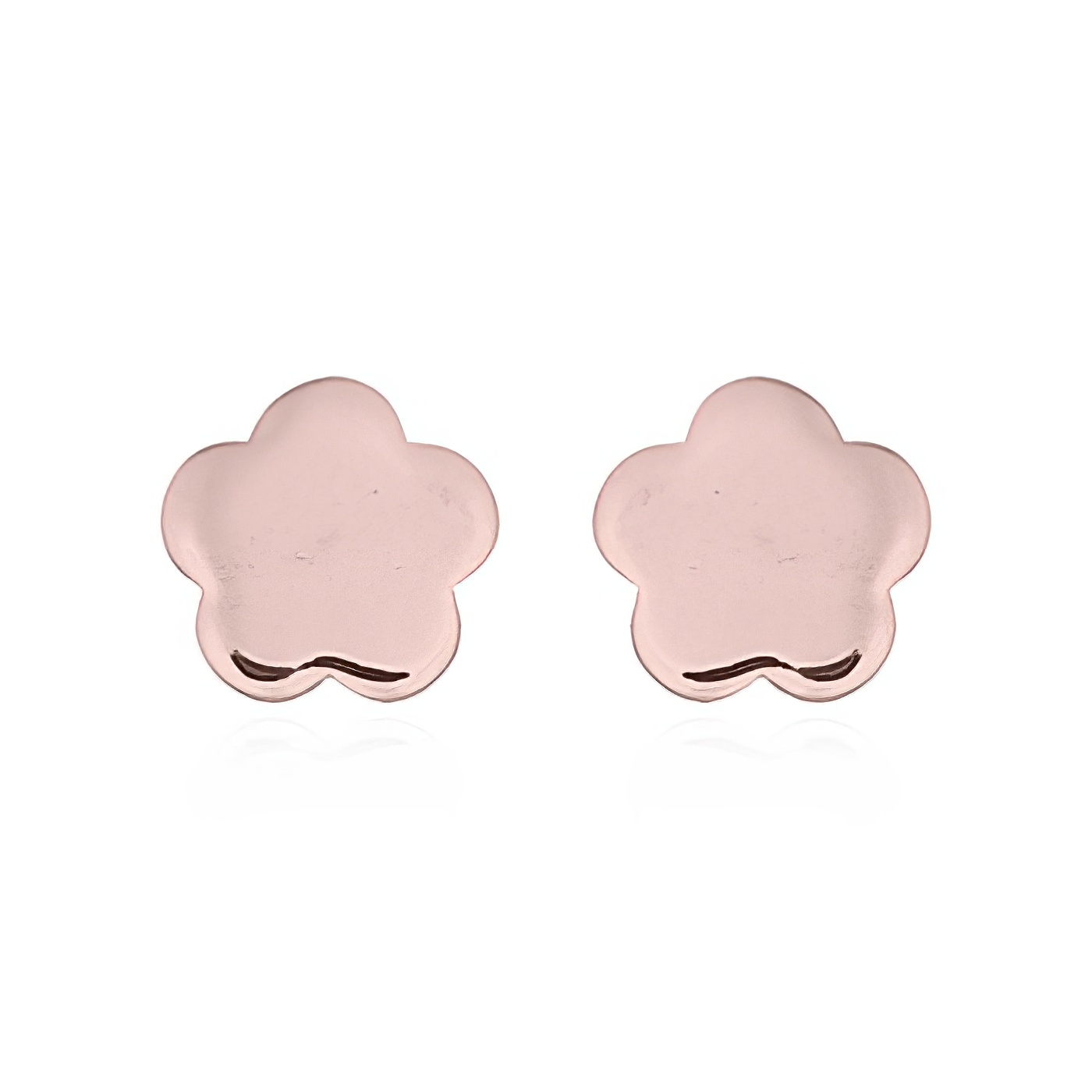Little Plain Flower Rose Gold Plated 925 Stud Earrings by BeYindi 