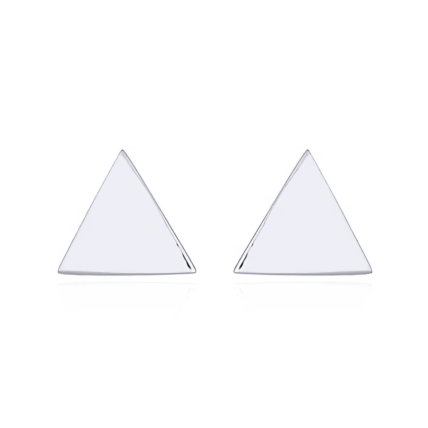 Little Plain Triangle Silver Stud Rhodium Plated Earrings by BeYindi 