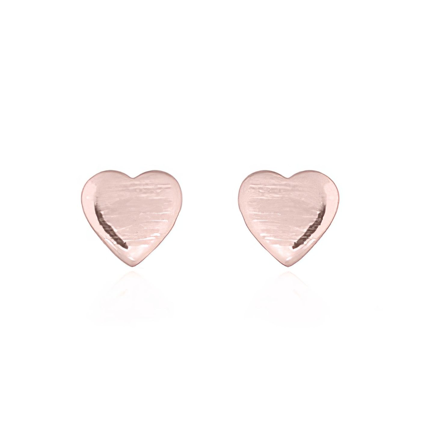 Rose Gold Plated Tiny Plain Heart Silver Stud Earrings by BeYindi 