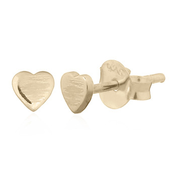 Yellow Gold Plated Tiny Plain Heart Silver Stud Earrings by BeYindi 