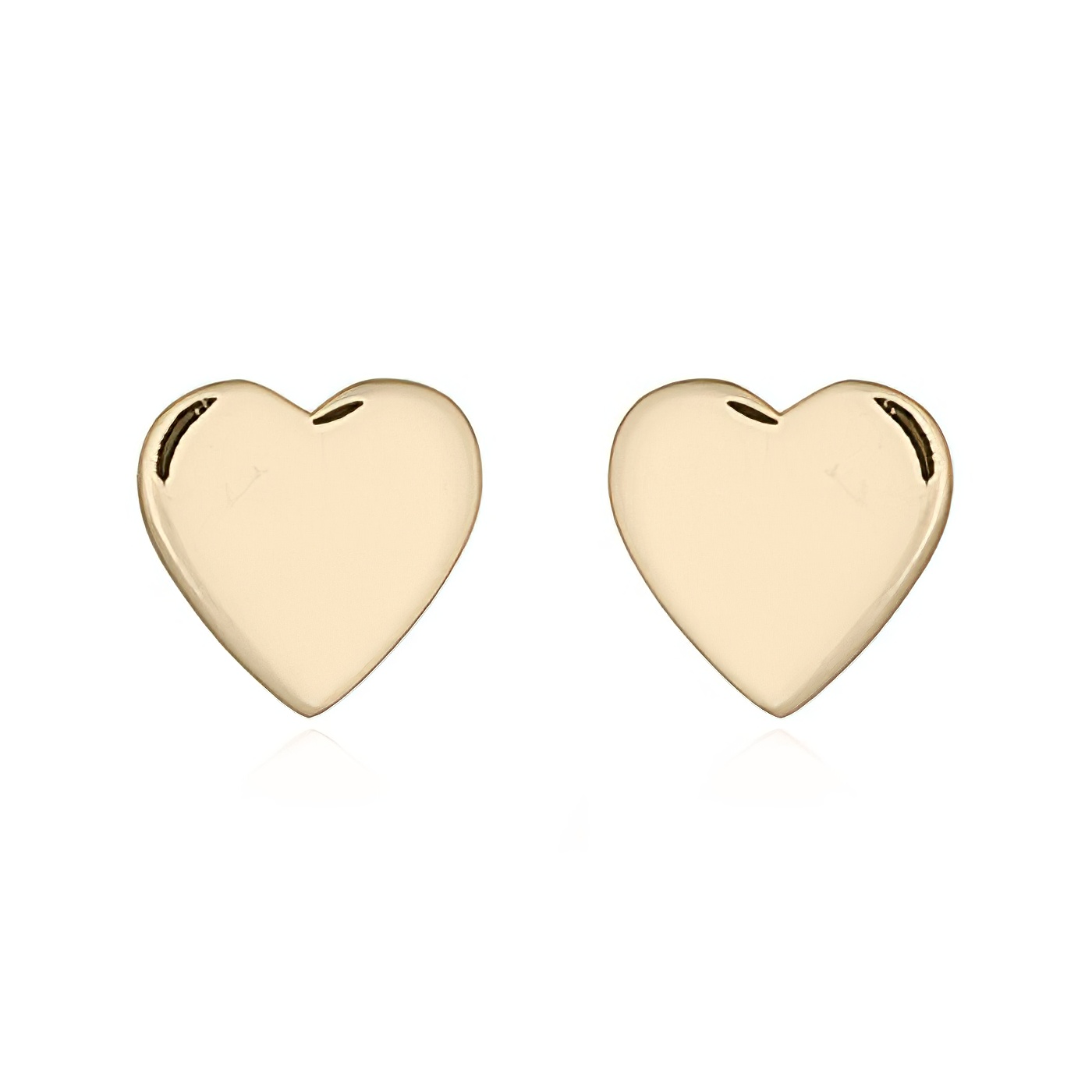 Little Plain Heart Silver 925 Stud Yellow Gold Plated Earrings by BeYindi 