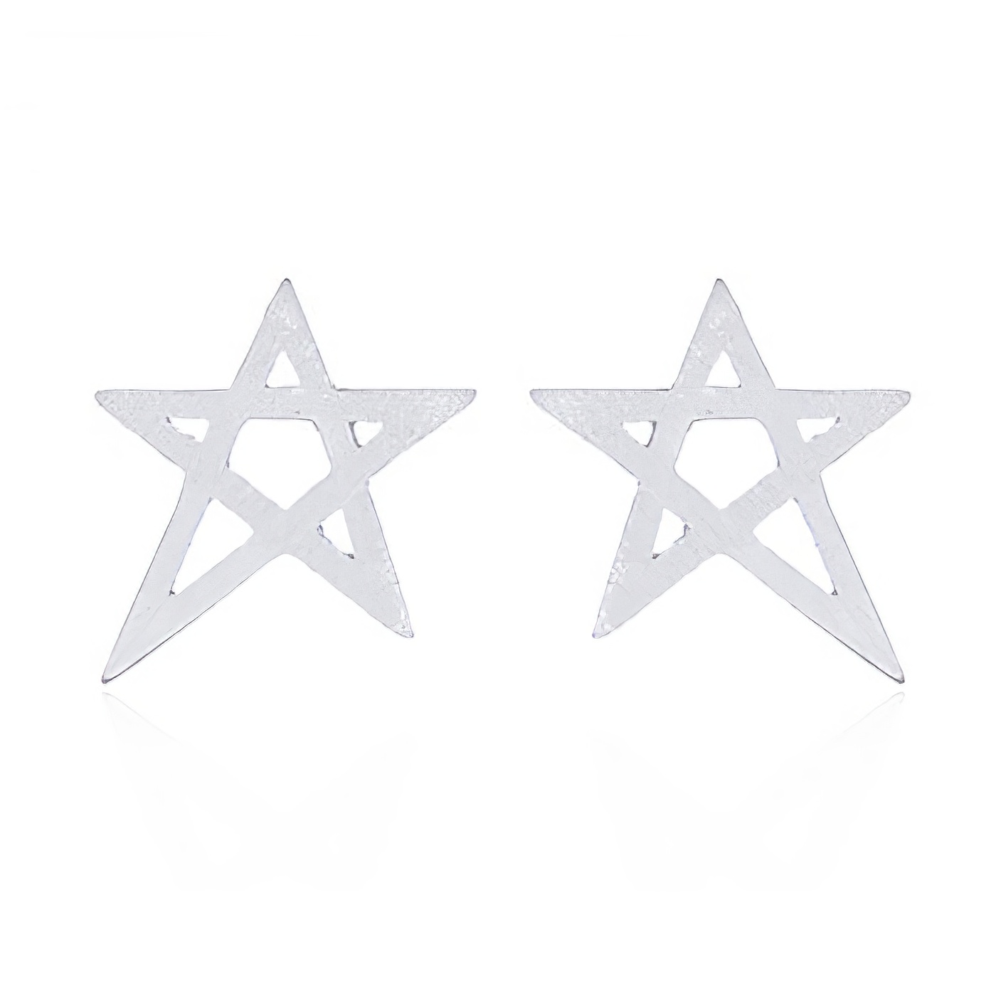 Shinning Silver Plated Star Brushed Stud Earrings by BeYindi 