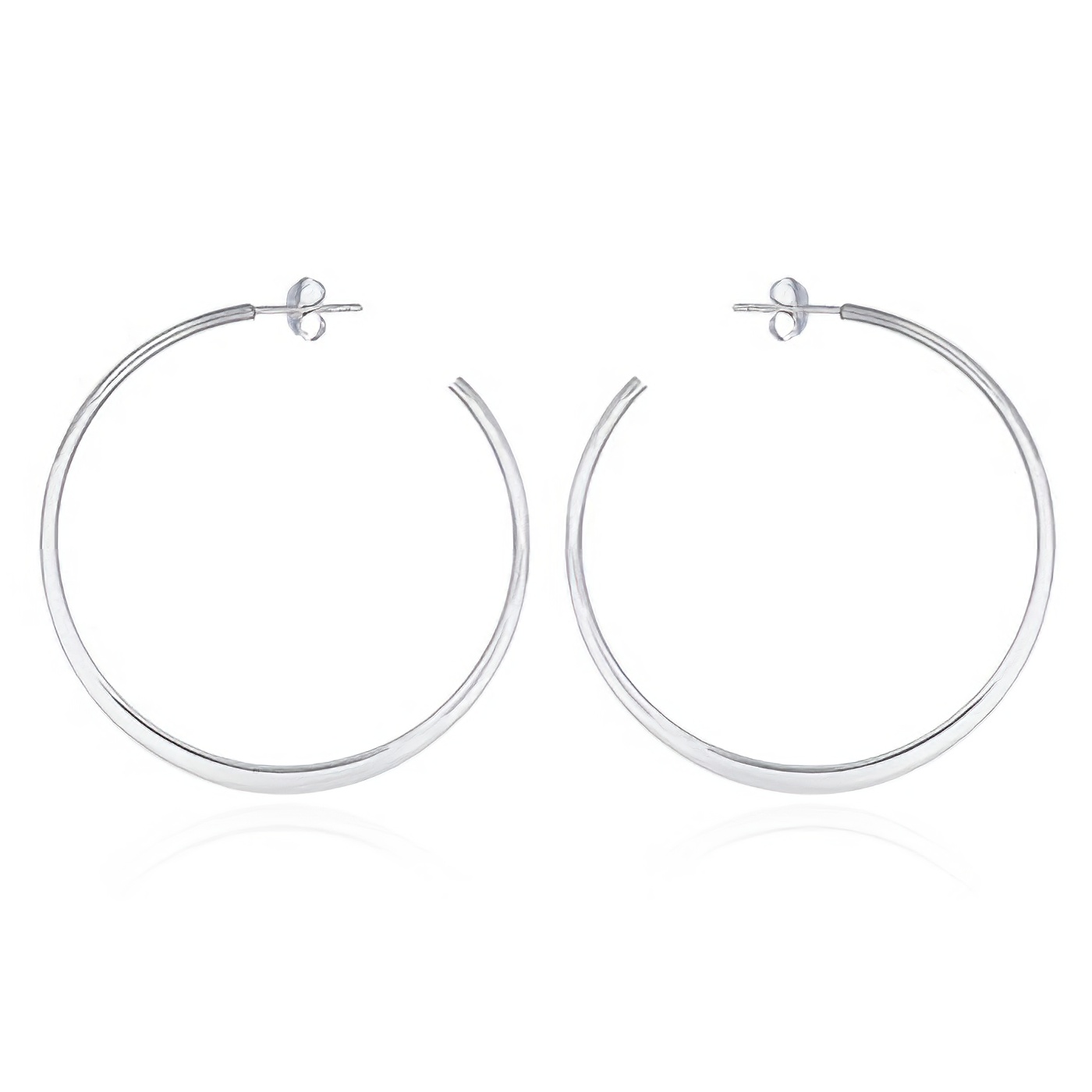 Flat Curved Sterling Silver Circle Stud Earrings by BeYindi 