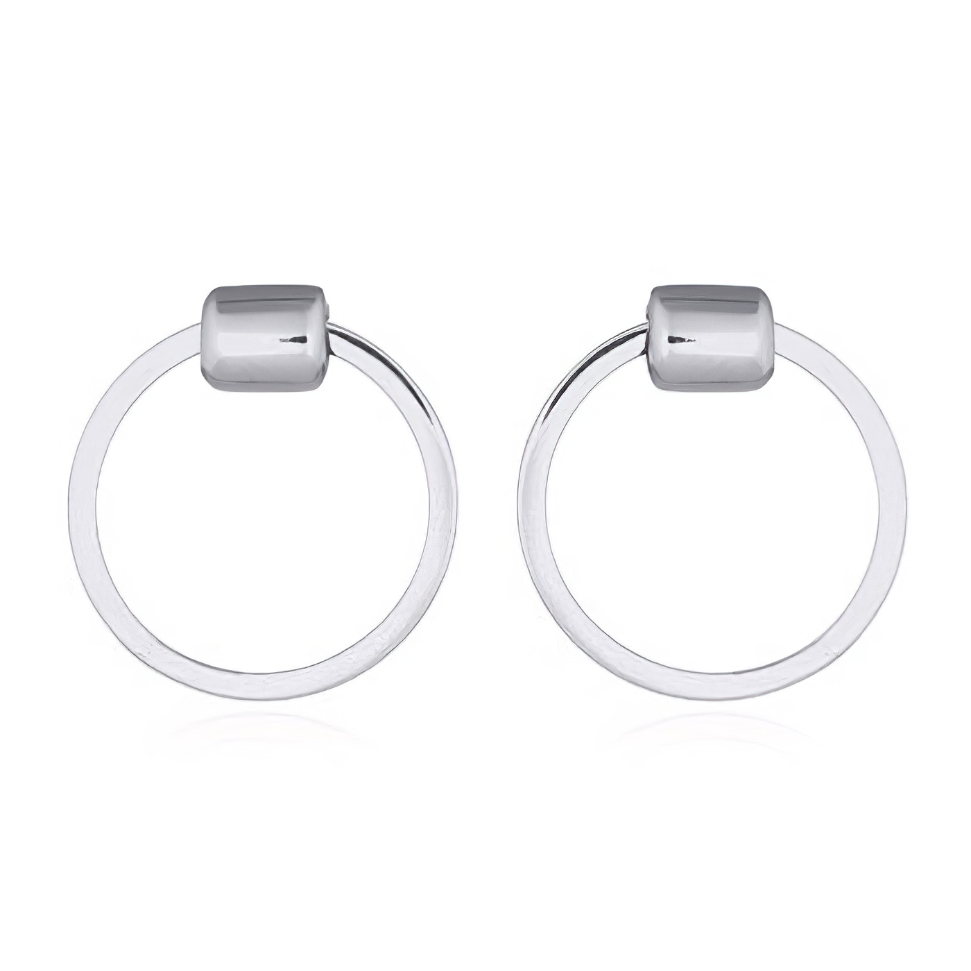 Polished Circle Hanging In Sterling 925 Stud Earrings by BeYindi 
