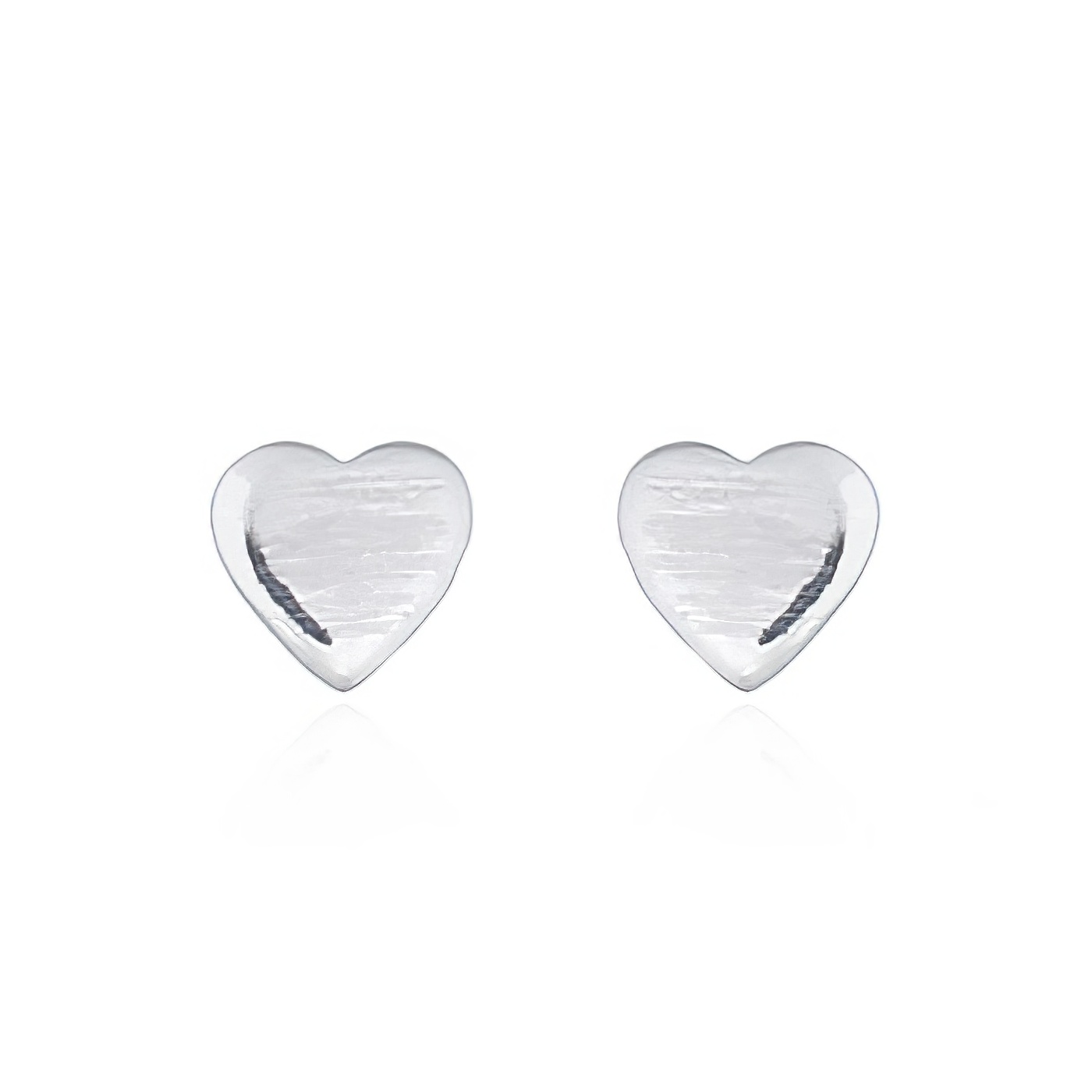 Tiny Plain Heart Silver Stud Earrings by BeYindi 