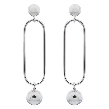 Oval Long Link Drop With Small Hanging Stud Earrings by BeYindi 