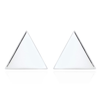 Plain Triangle Plate Silver 925 Stud Earrings by BeYindi 