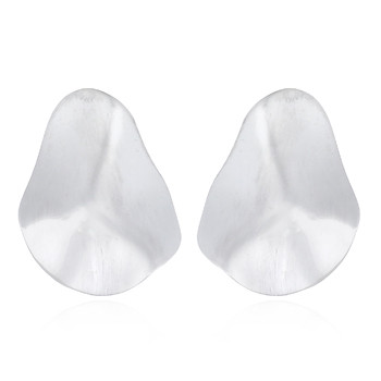 Glossy Surfaced Pear Silver Pain Stud Earrings by BeYindi 