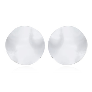 Luster Plain Round Surface Silver Stud Earrings by BeYindi 