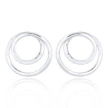 Sterling 925 Double Circles Stud Earrings by BeYindi 