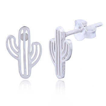 Sterling Silver Cactus Stud Earrings by BeYindi 