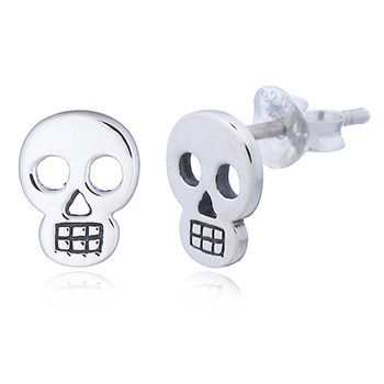 Sterling Silver Skull Head Gothic Stud Earrings by BeYindi 