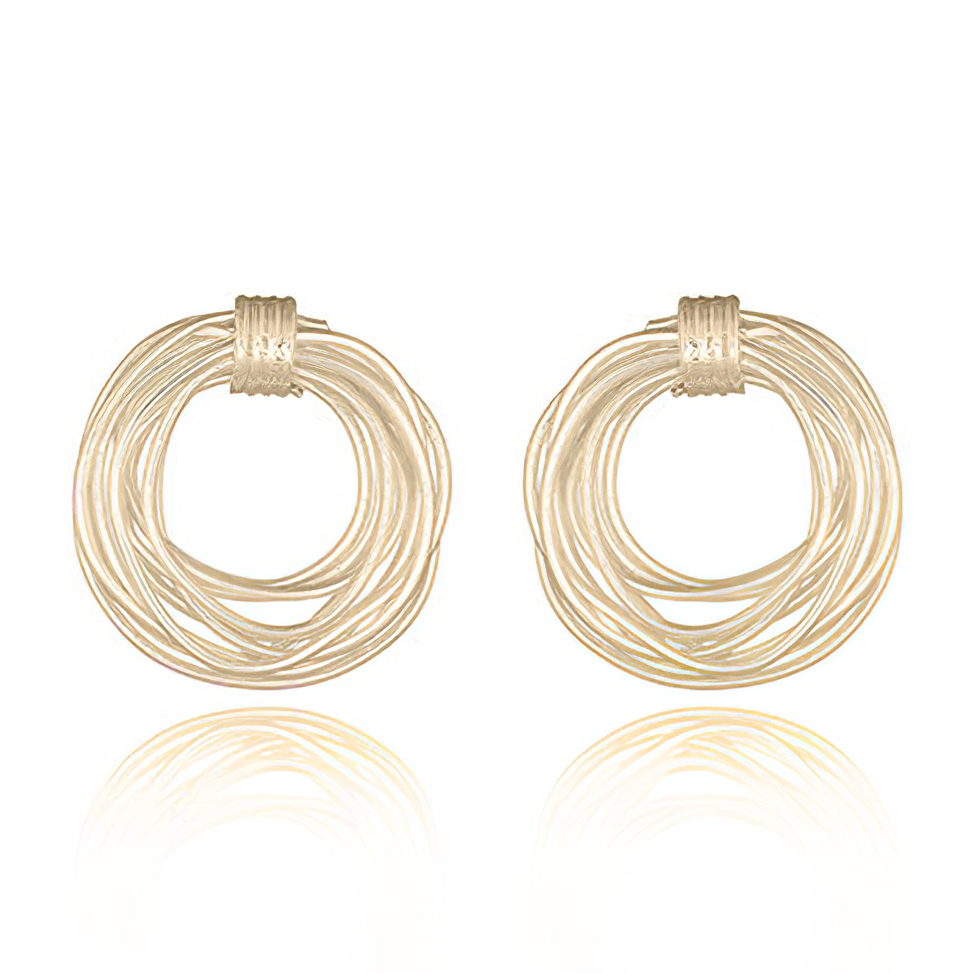 Wire Nest Yellow Gold Stud Earring by BeYindi 