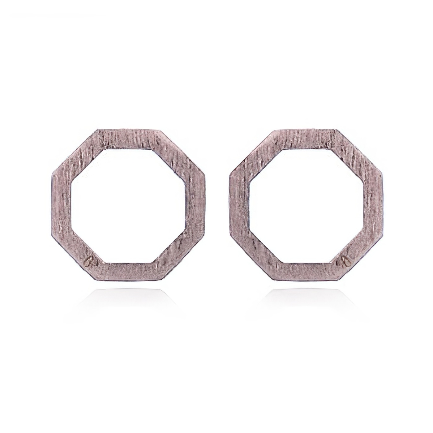 Open Octagon Rose Gold Plated Stud Earring by BeYindi 