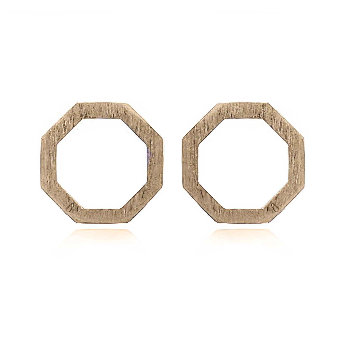Octagon Yellow Gold Plated Stud Earrings by BeYindi 