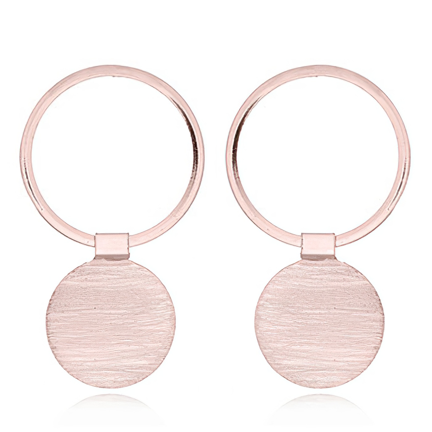 Circle with Hinged Brushed Disc rose Gold Plated Silver Studs by BeYindi 