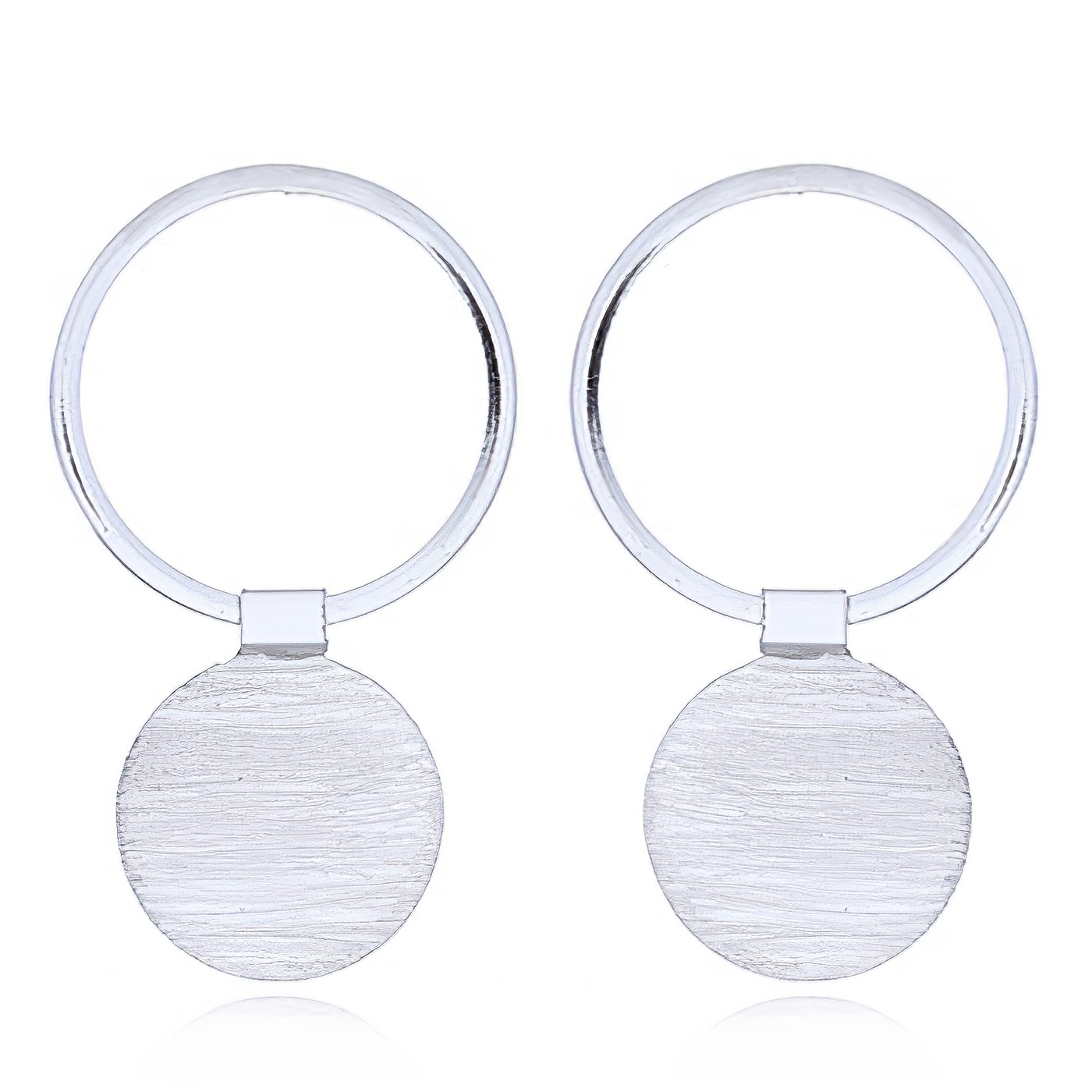 Open Circle and Hinged Brushed Silver Disc Studs by BeYindi 