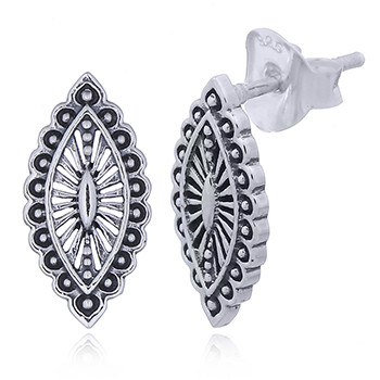 Oxidized Silver African Shield Stud Earrings by BeYindi 
