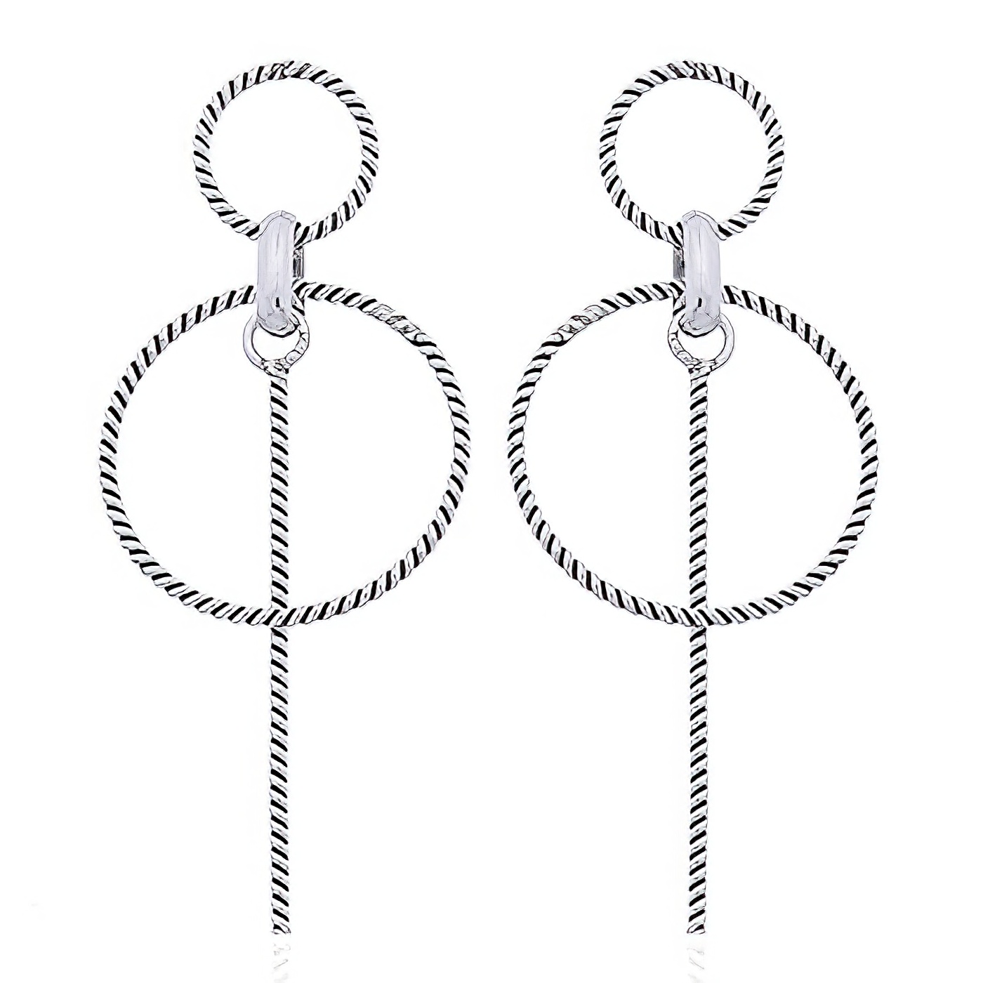 Double Open Circle Silver Studs Twisted Rope by BeYindi 