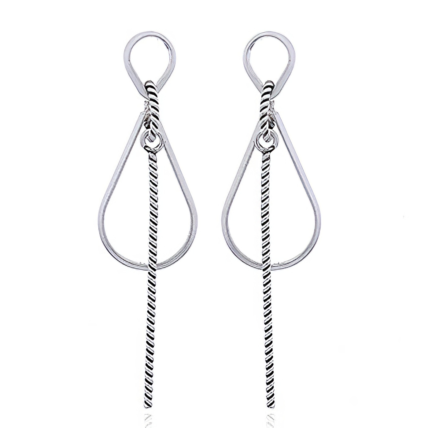 Open Teardrop Silver Studs Rope Ring and Bar by BeYindi 