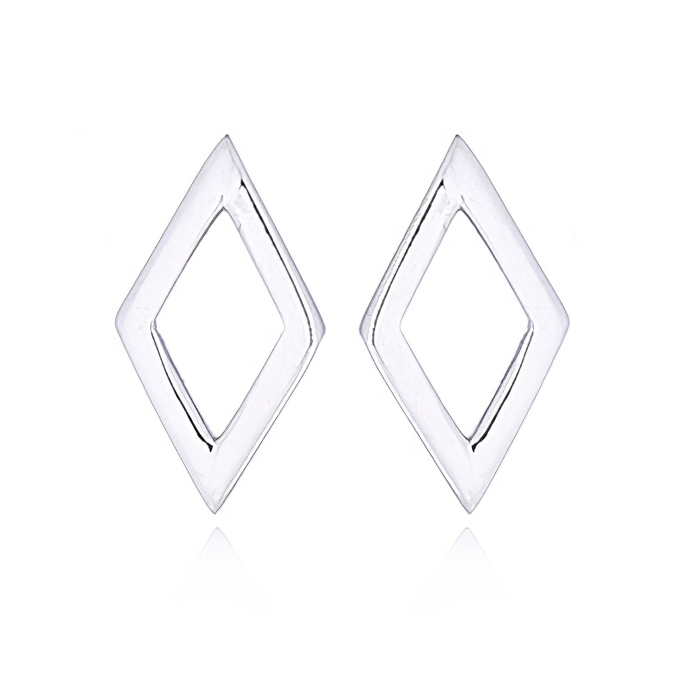 Polished Silver Open Diamond Stud Earrings by BeYindi 