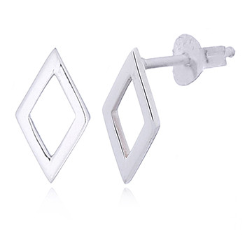 Polished Silver Open Diamond Stud Earrings by BeYindi 