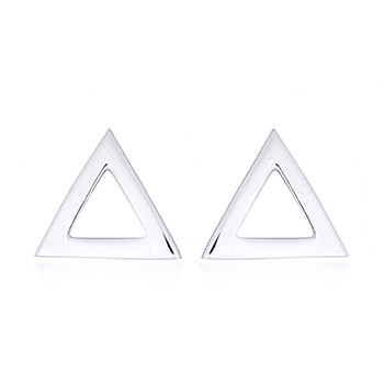 Polished Silver Triangle Stud Earrings by BeYindi 
