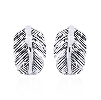 Curled Feather Silver Stud Earrings by BeYindi 