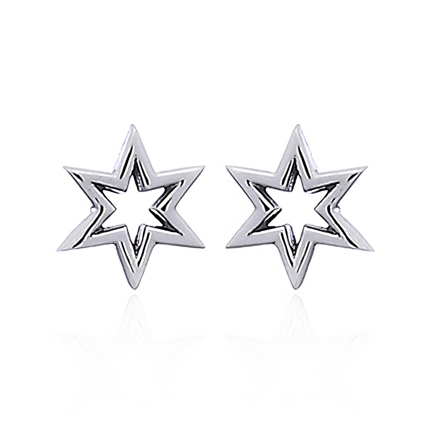925 Silver Open Star Stud Earrings by BeYindi 