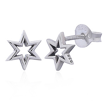 925 Silver Open Star Stud Earrings by BeYindi 
