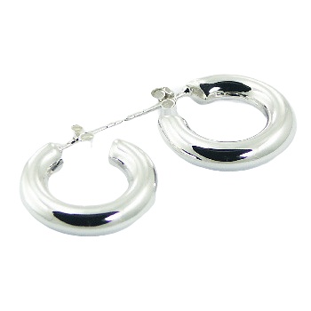 Round Tubular Sterling Silver Stud Earrings by BeYindi 