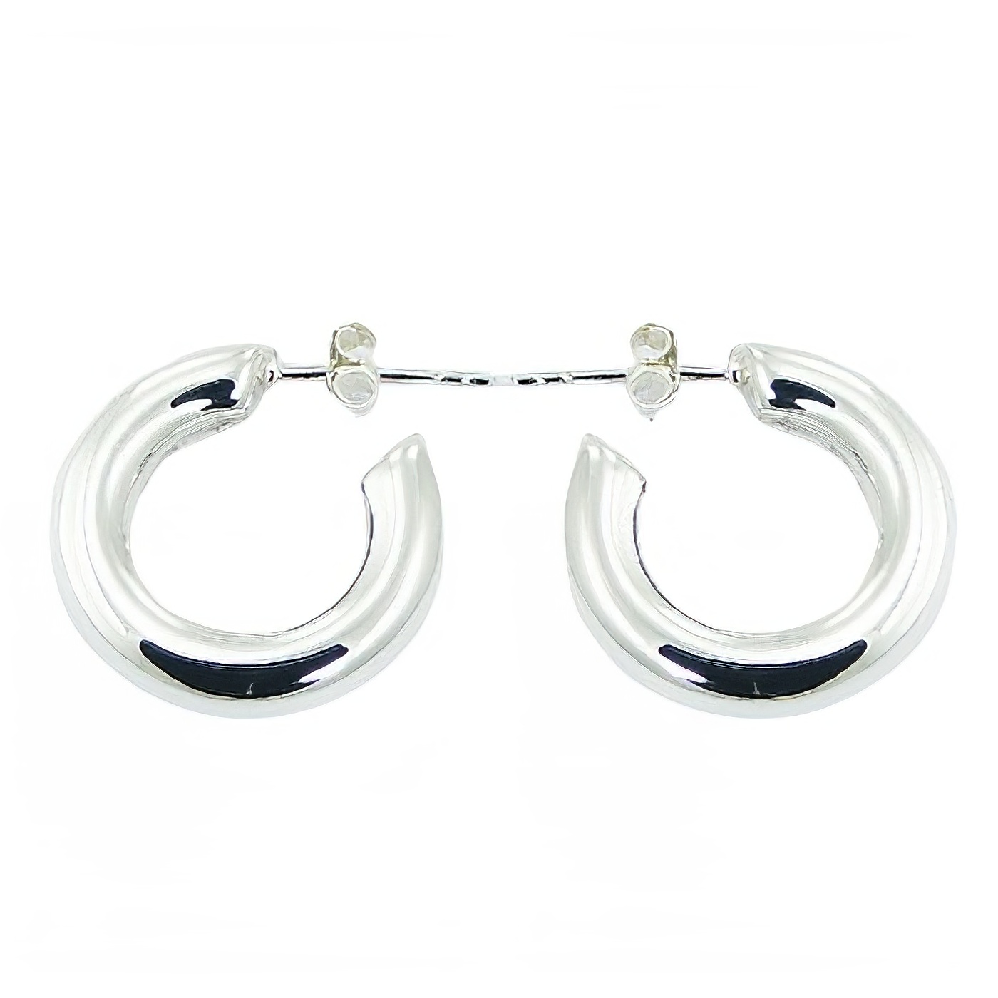Round Tubular Sterling Silver Stud Earrings by BeYindi 