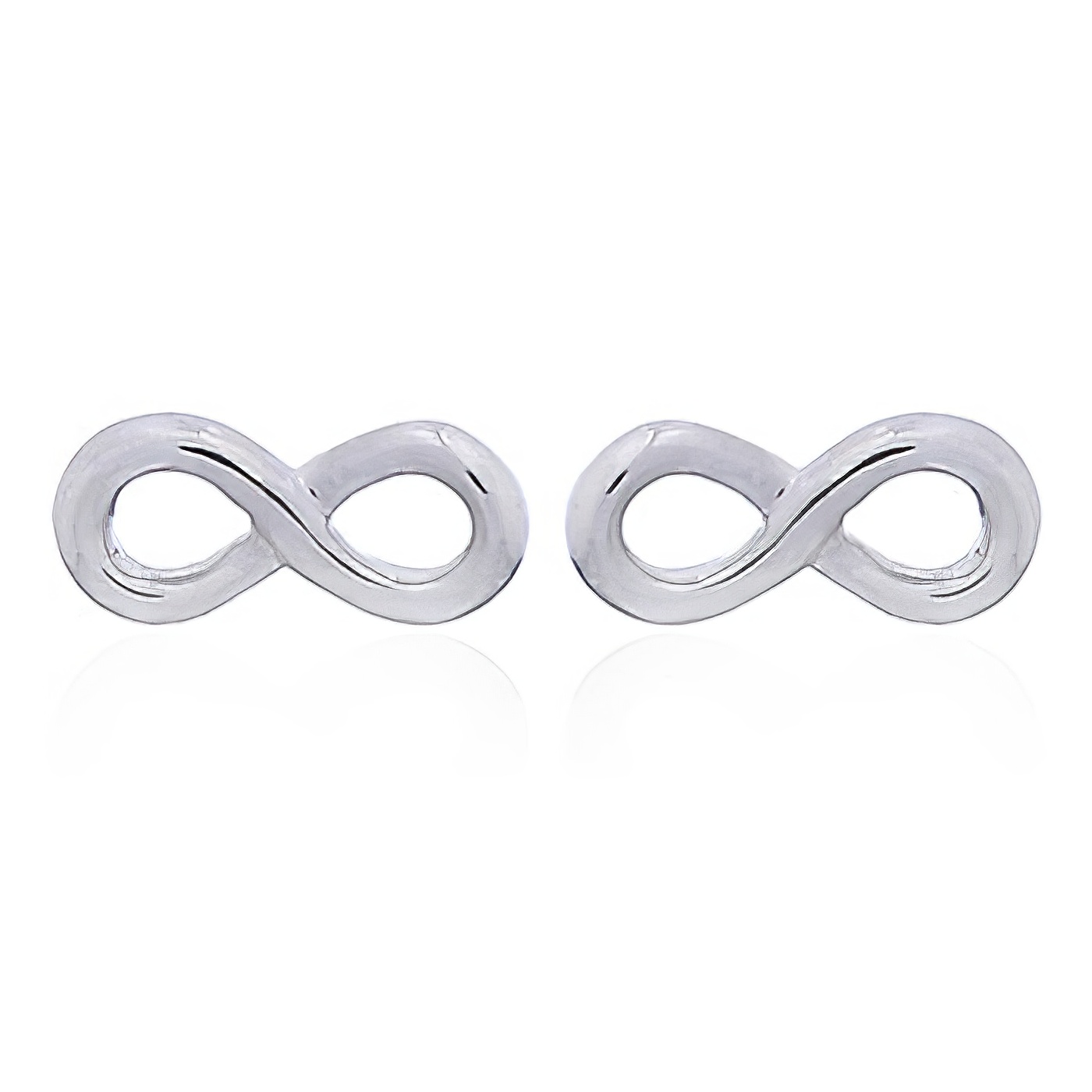 Casted Plain Sterling Silver Infinity Stud Earrings by BeYindi 
