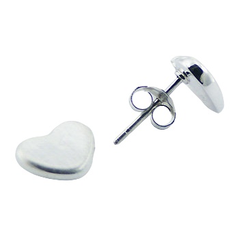 Dainty 925 Sterling Silver Concaved Heart Stud Earrings by BeYindi 