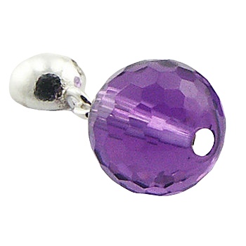 925 Silver Ear Stud Earrings Purple Glass Crystal Spheres by BeYindi 2