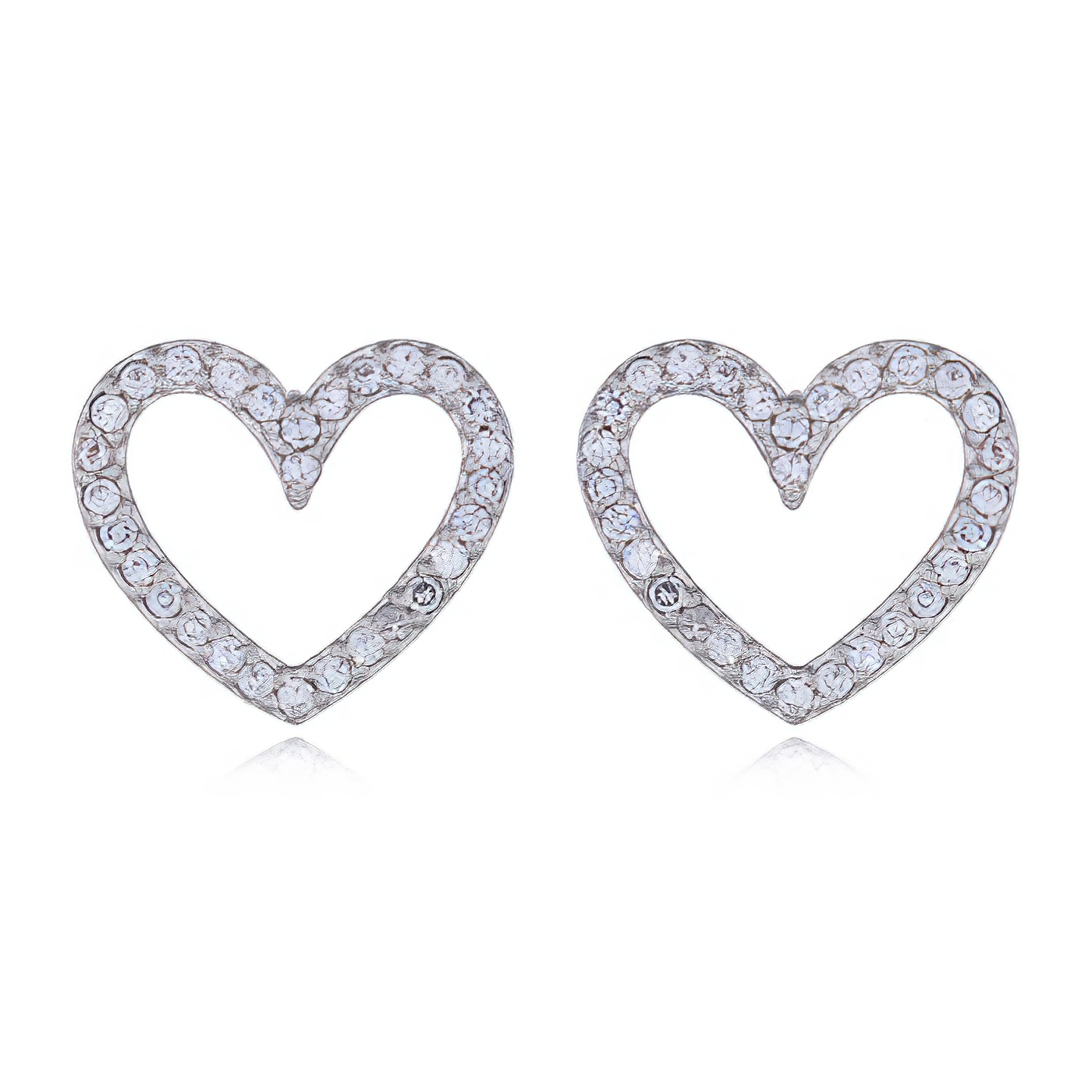 CZ In Heart Silver Plated Stud Earrings by BeYindi 