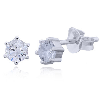 Prong Set Round Clear Cubic Zirconia Studs by BeYindi 