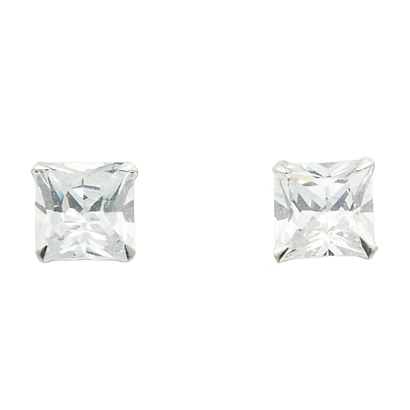 Cubic Zirconia Ear Stud Earrings Sterling Silver Setting by BeYindi 
