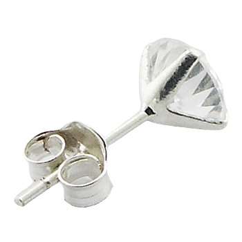 Tiny Cubic Zirconia Elegant Round Silver Stud Earrings by BeYindi 2