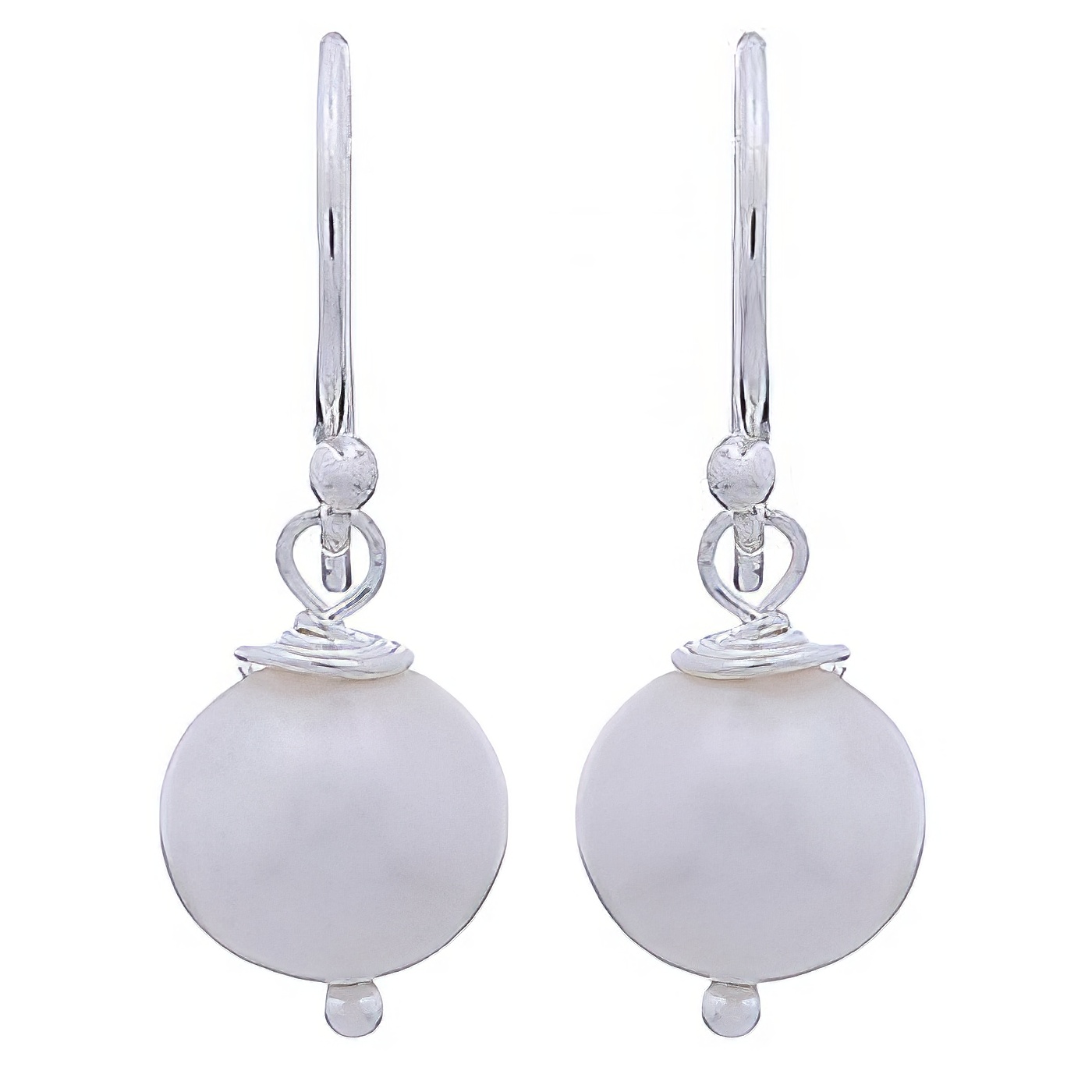Cute spherical freshwater pearls hand soldered silver earrings by BeYindi 