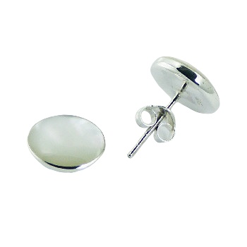 10mm Round Mother of Pearl Sterling Silver Stud Earrings by BeYindi 2